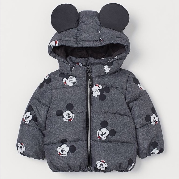 H&M Other - H&M x Disney Mickey Mouse 18M Toddler Gray Puffer Jacket EUC
